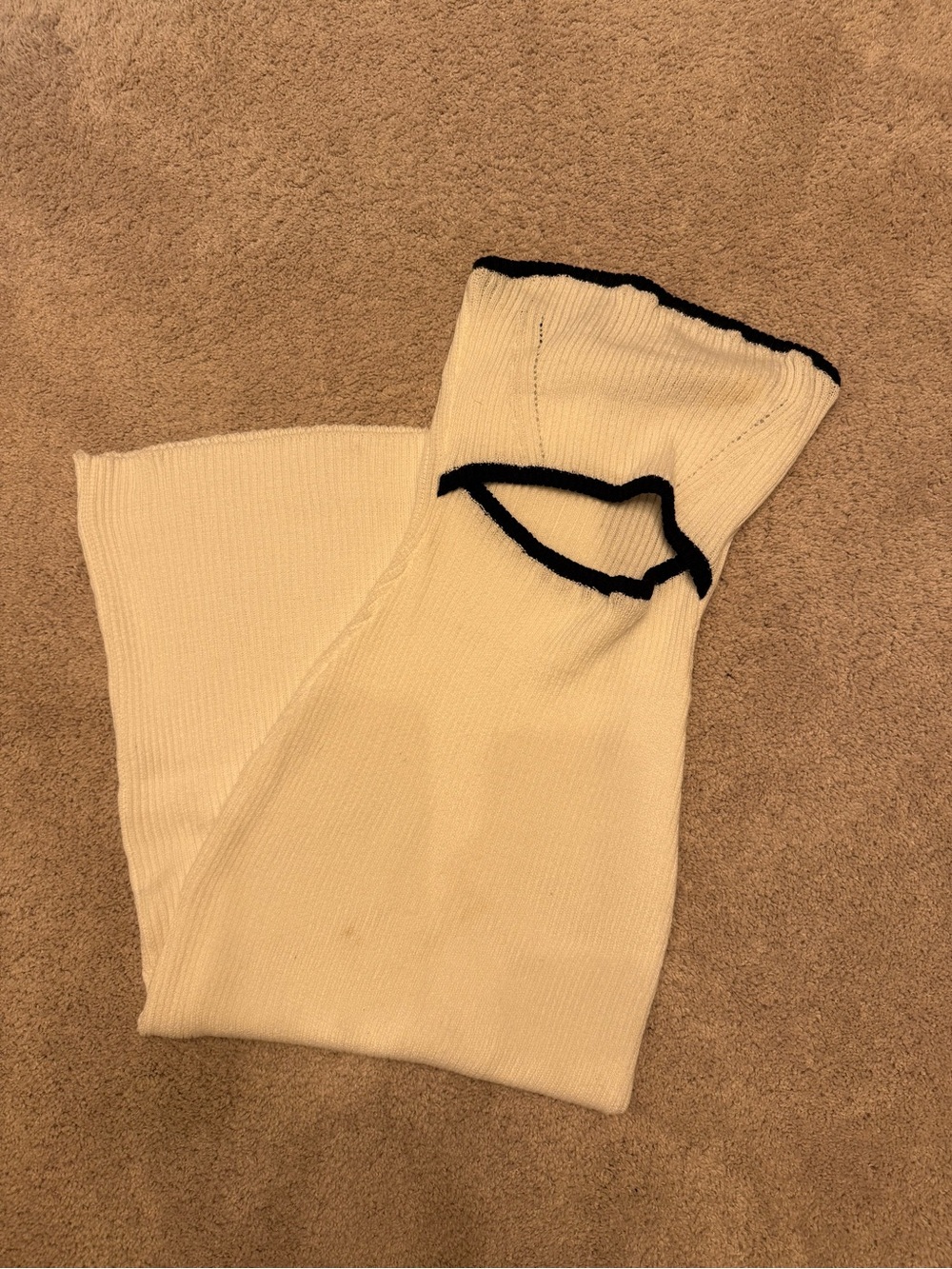 White Knit Dress with Black Trim